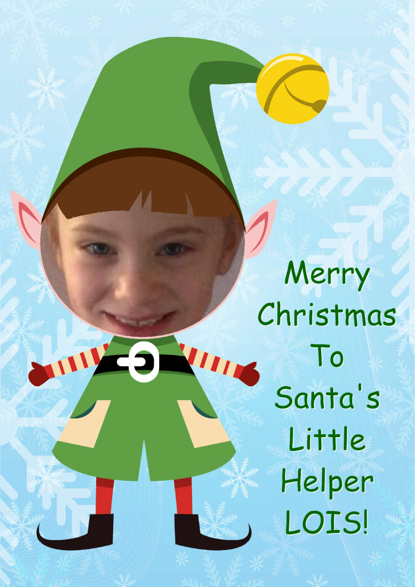 Elf Face Photo Card - card made with Crafty Bob's Card Creator