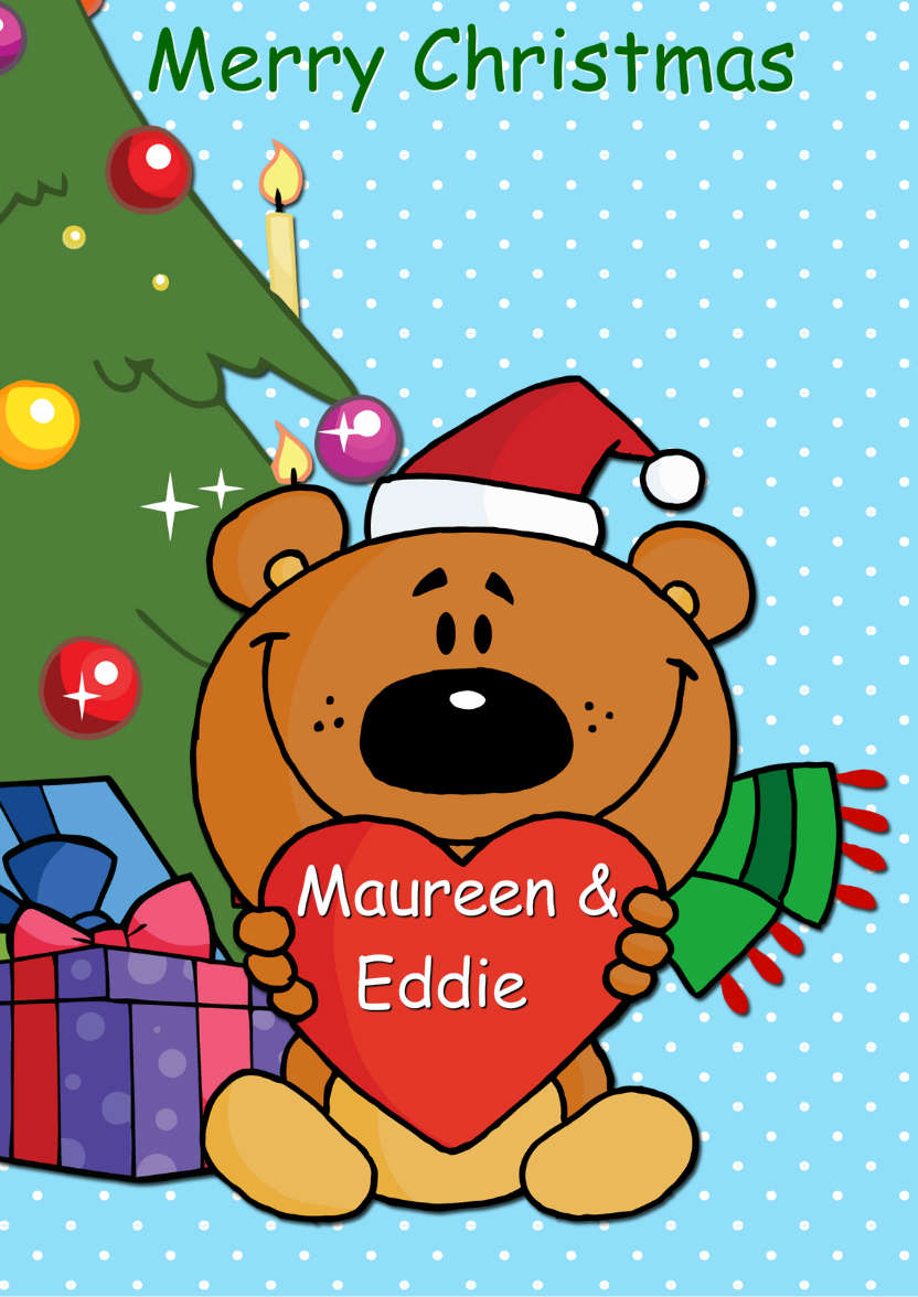 Christmas Bear Holding a Heart - card made with Crafty Bob's Card Creator