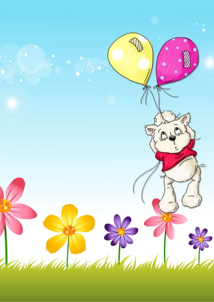 Bear Floating Away with Balloons Card Front - card made with Crafty Bob's Card Creator