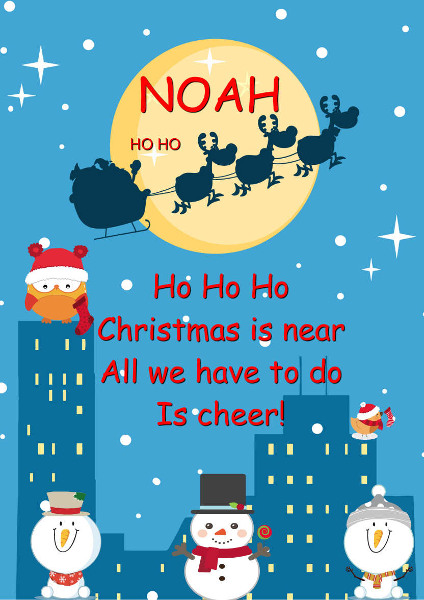 Cartoon Christmas Night Scene - card made with Crafty Bob's Card Creator