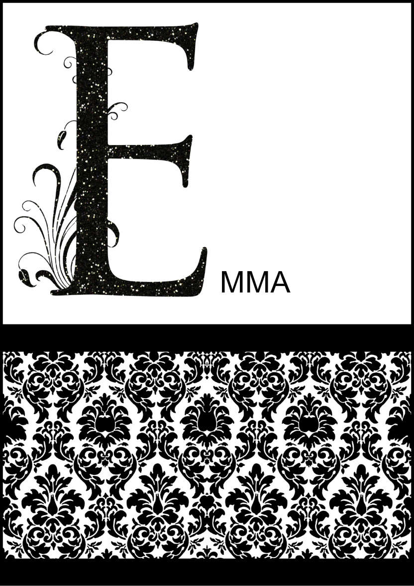 Damask Monogram Letter E Card - card made with Crafty Bob's Card Creator
