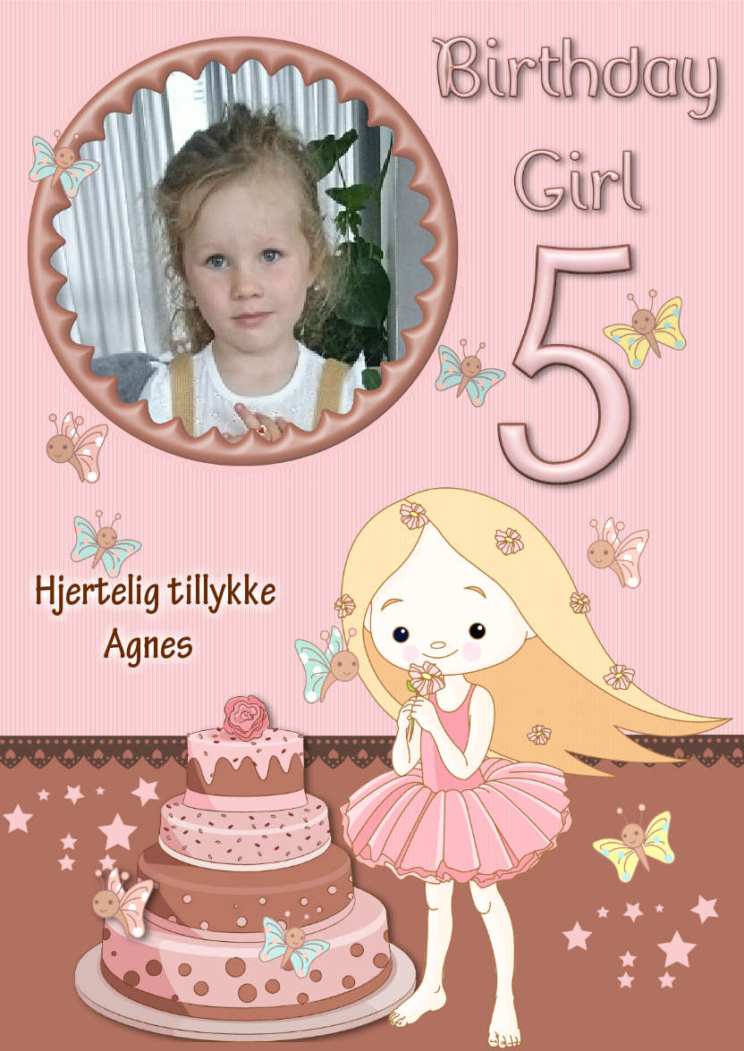 Happy 5th Birthday Girl - card made with Crafty Bob's Card Creator