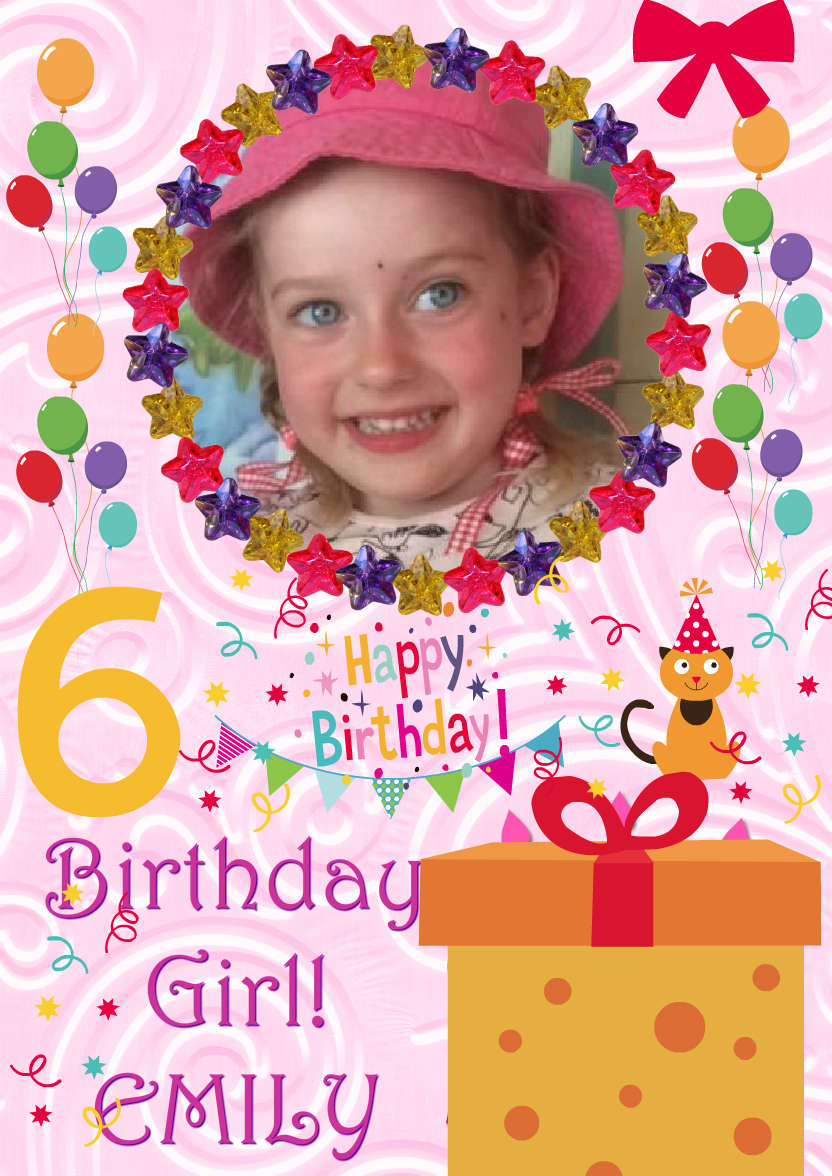 Star Frame Birthday Girl - card made with Crafty Bob's Card Creator
