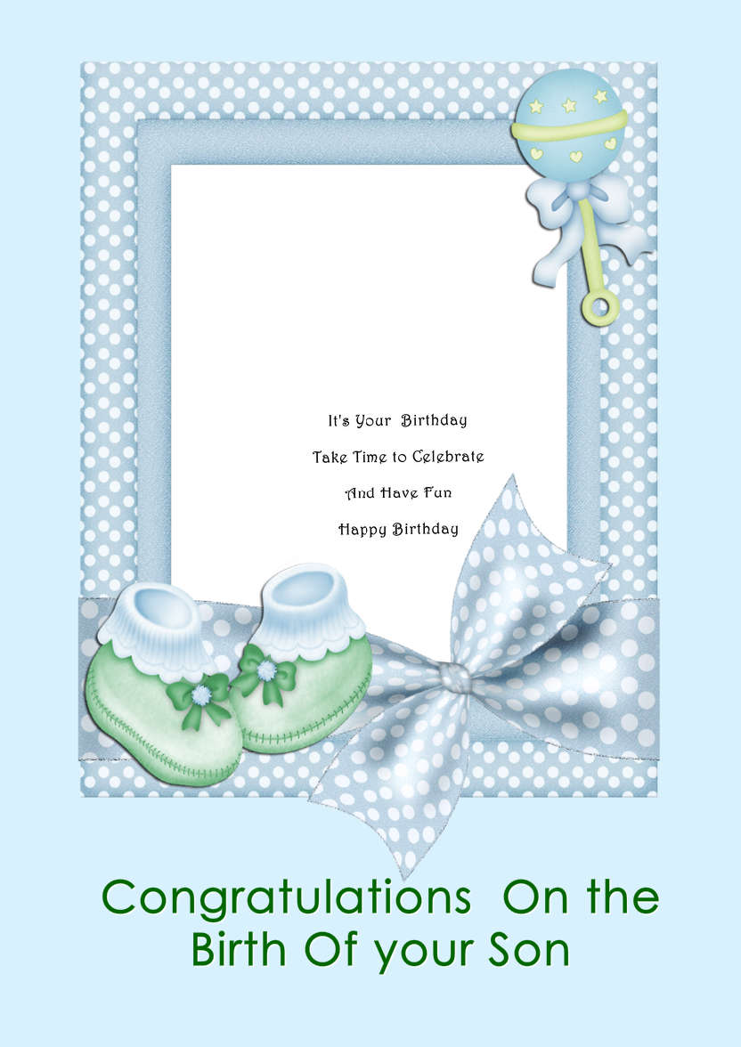 New Baby Boy Aperture Frame Card Front - card made with Crafty Bob's Card Creator