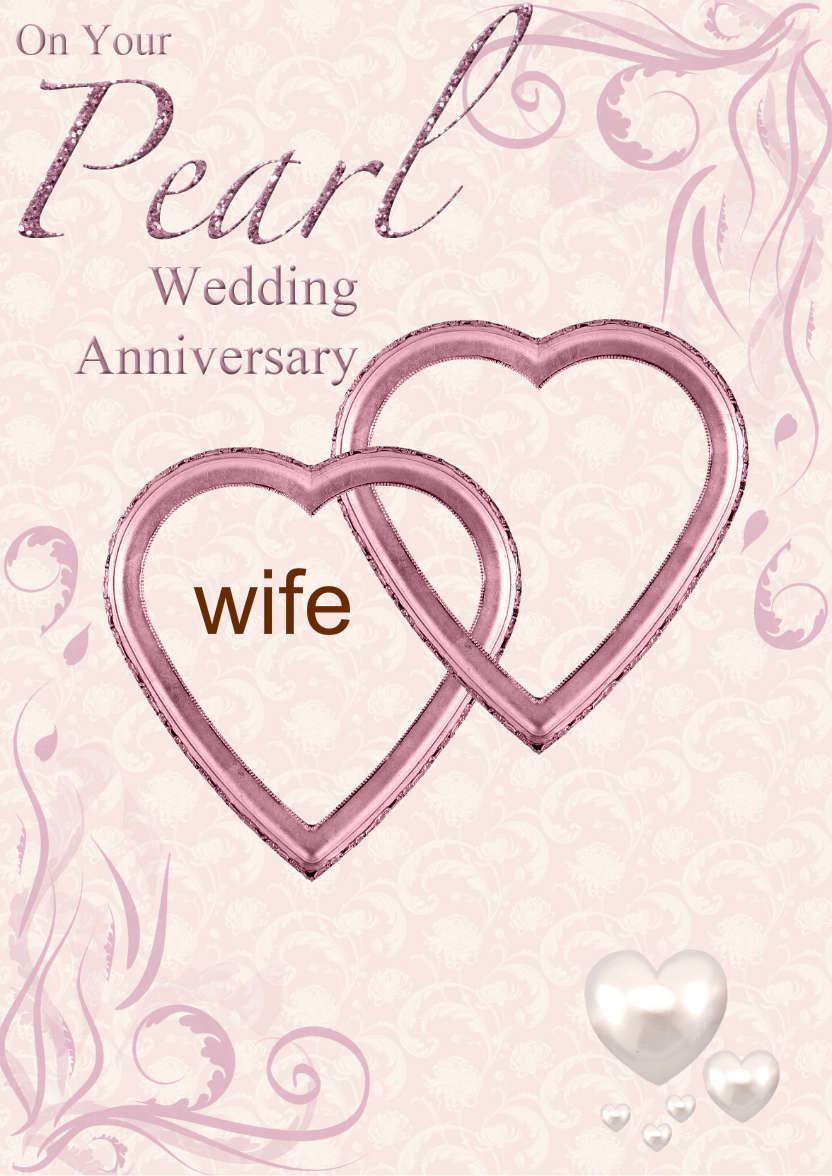 Pearl Wedding Anniversary Hearts Entwined Card - card made with Crafty Bob's Card Creator