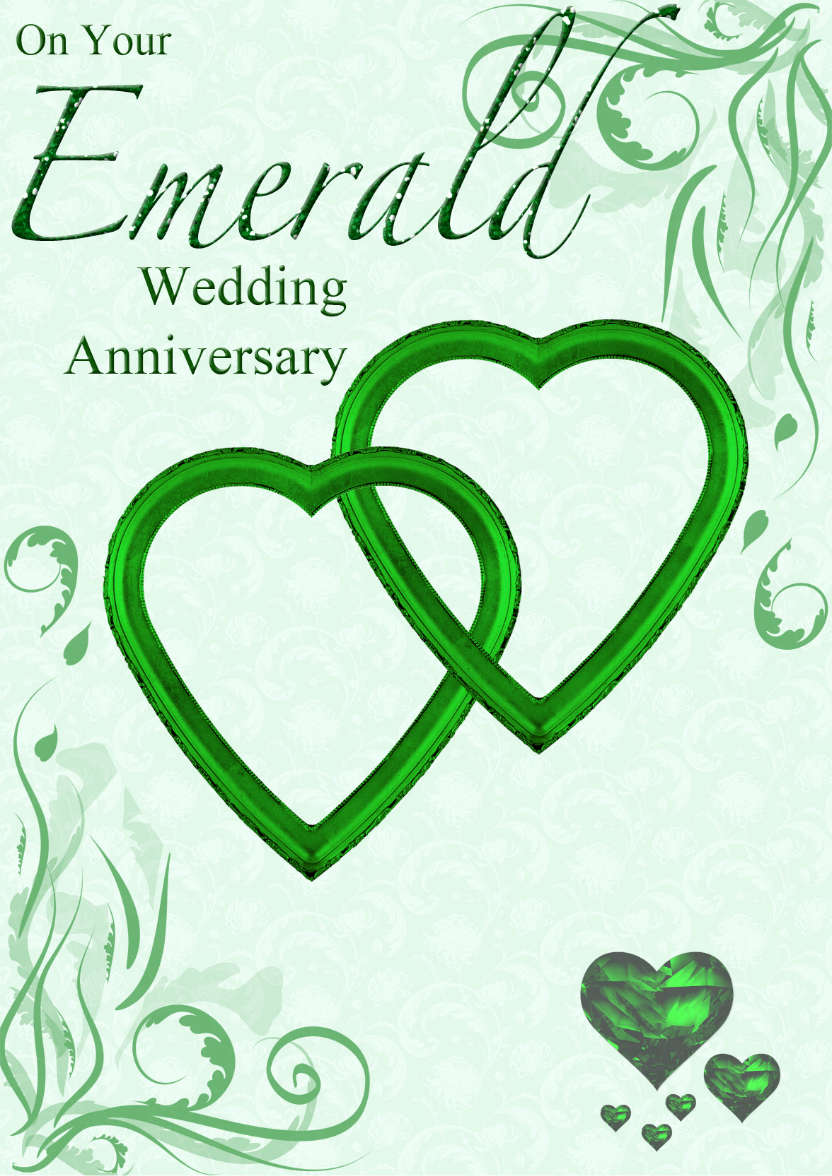 Emerald Wedding Anniversary Hearts Entwined Card - card made with Crafty Bob's Card Creator