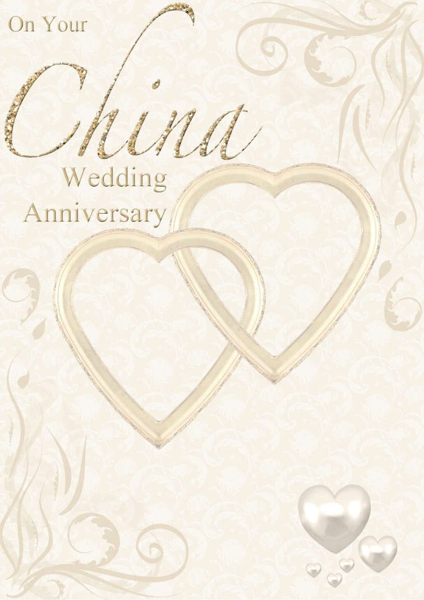 China Wedding Anniversary Hearts Entwined Card - card made with Crafty Bob's Card Creator