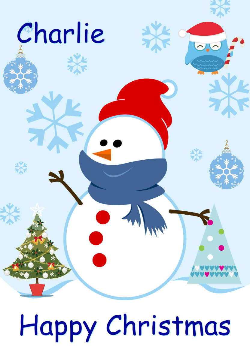 Cute Snowman with Snowflakes - card made with Crafty Bob's Card Creator