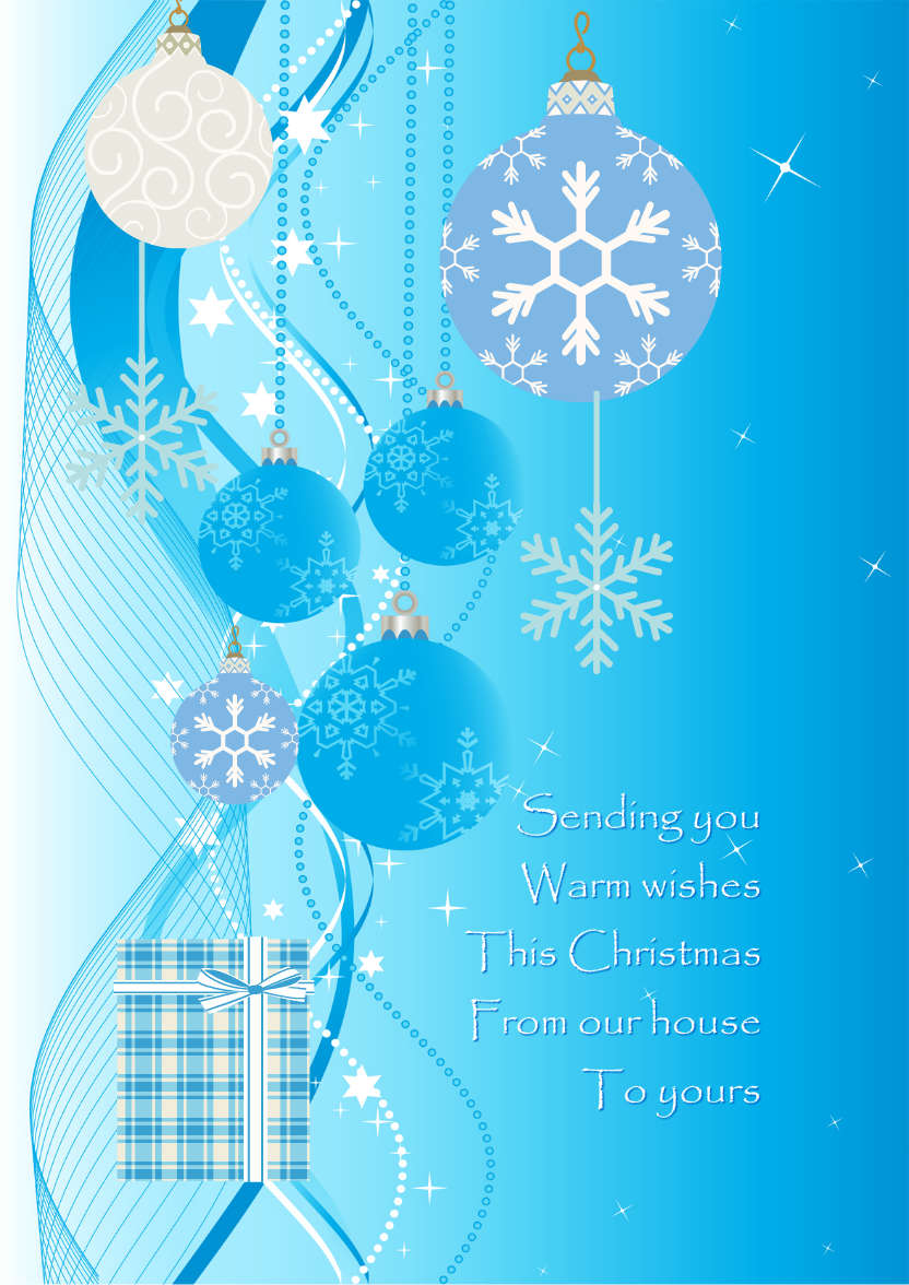 Christmas Ornamental Baubles Blue - card made with Crafty Bob's Card Creator