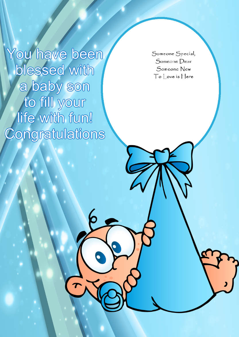 New Baby Son Aperture Card - card made with Crafty Bob's Card Creator