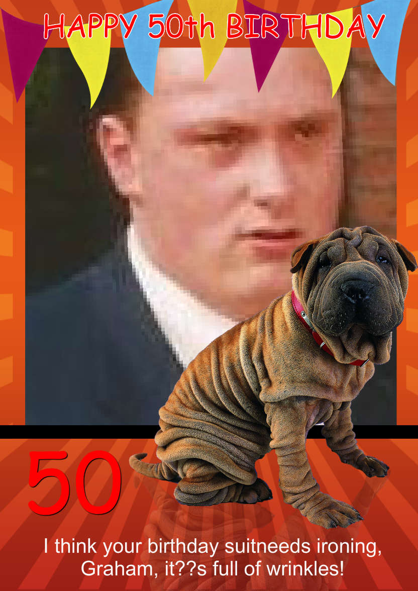 Fun Happy Wrinkly Shar Pei Dog, Photo Card - card made with Crafty Bob's Card Creator
