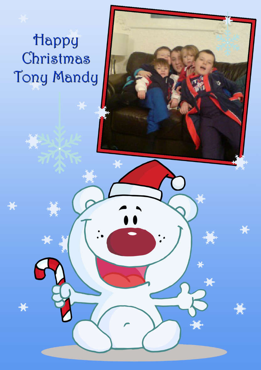 Christmas Carotton Polar Bear Photo Card - card made with Crafty Bob's Card Creator