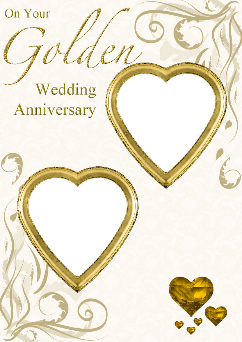 Golden Wedding Anniversary Hearts Photo Card - card made with Crafty Bob's Card Creator