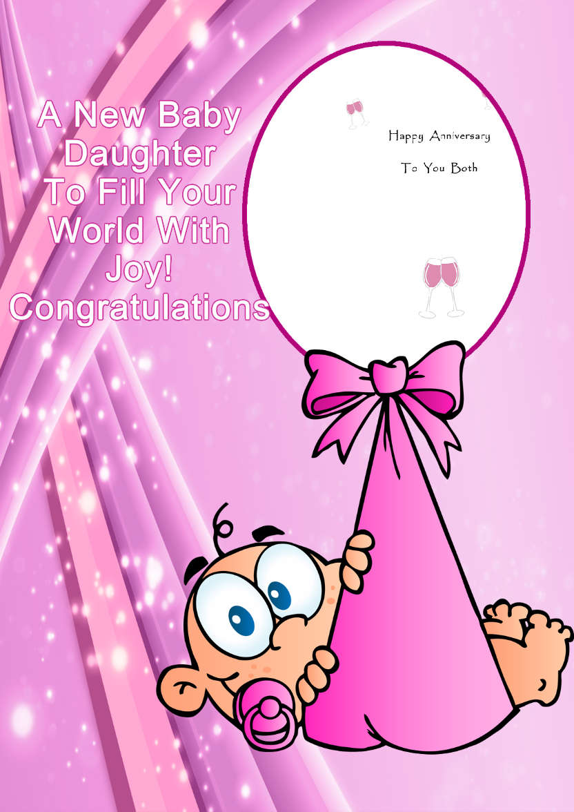 New Baby Daughter Aperture Card - card made with Crafty Bob's Card Creator