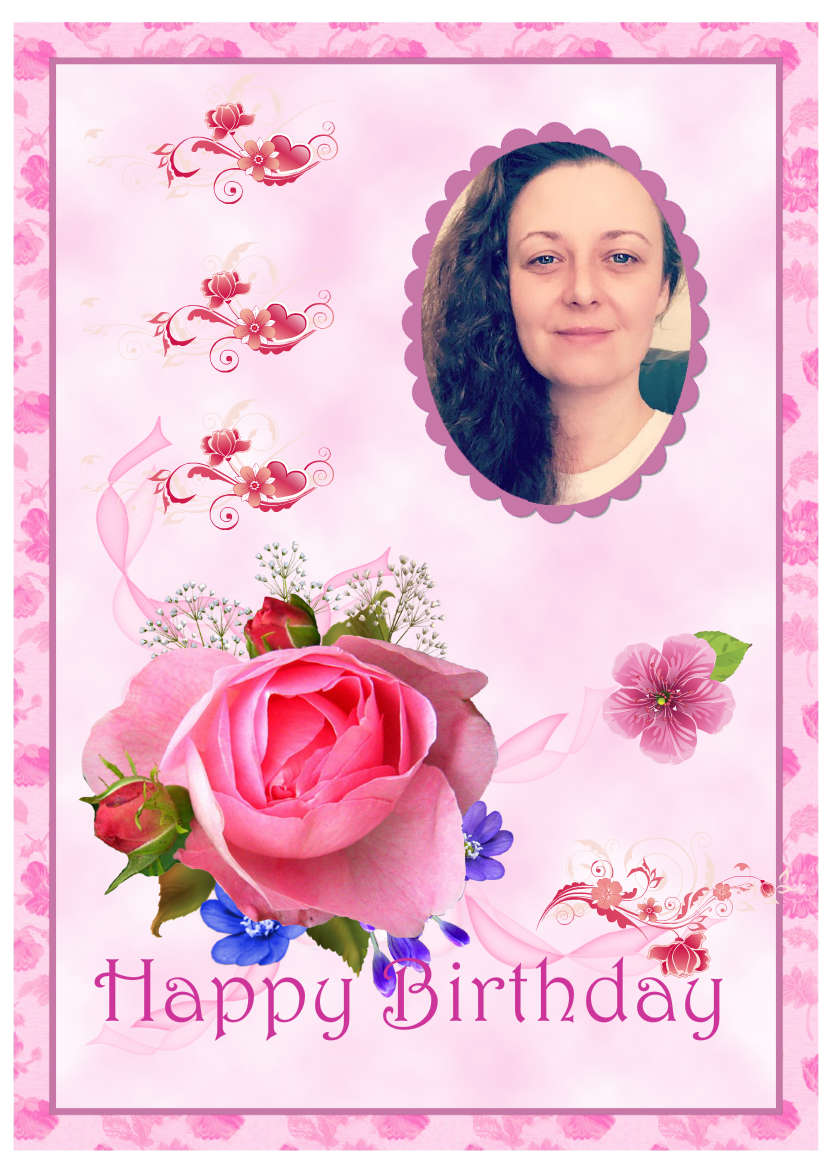 Pink Rose Spray - card made with Crafty Bob's Card Creator