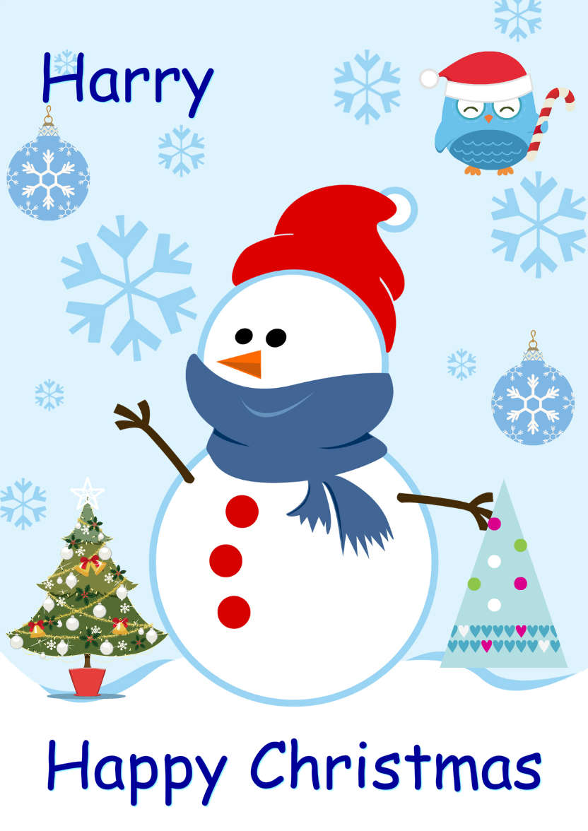 Cute Snowman with Snowflakes - card made with Crafty Bob's Card Creator