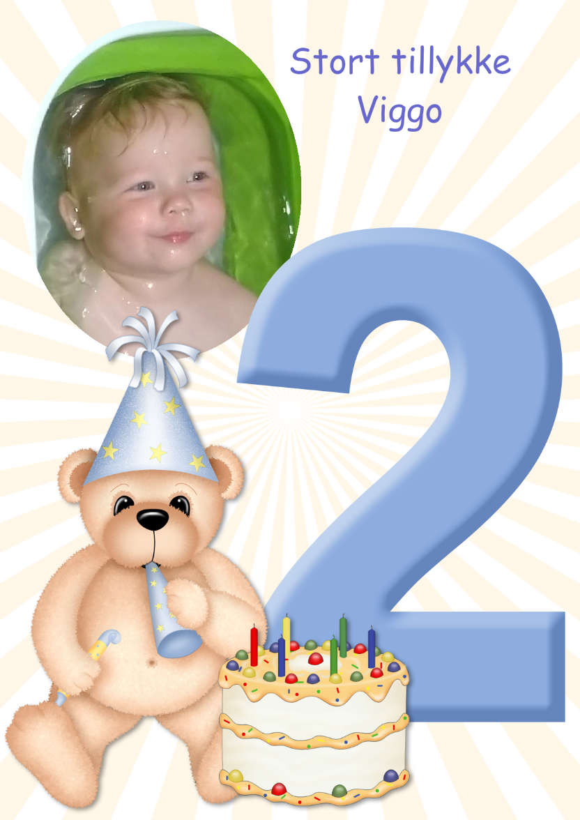 Birthday Bear Age 2 Card Boy - card made with Crafty Bob's Card Creator