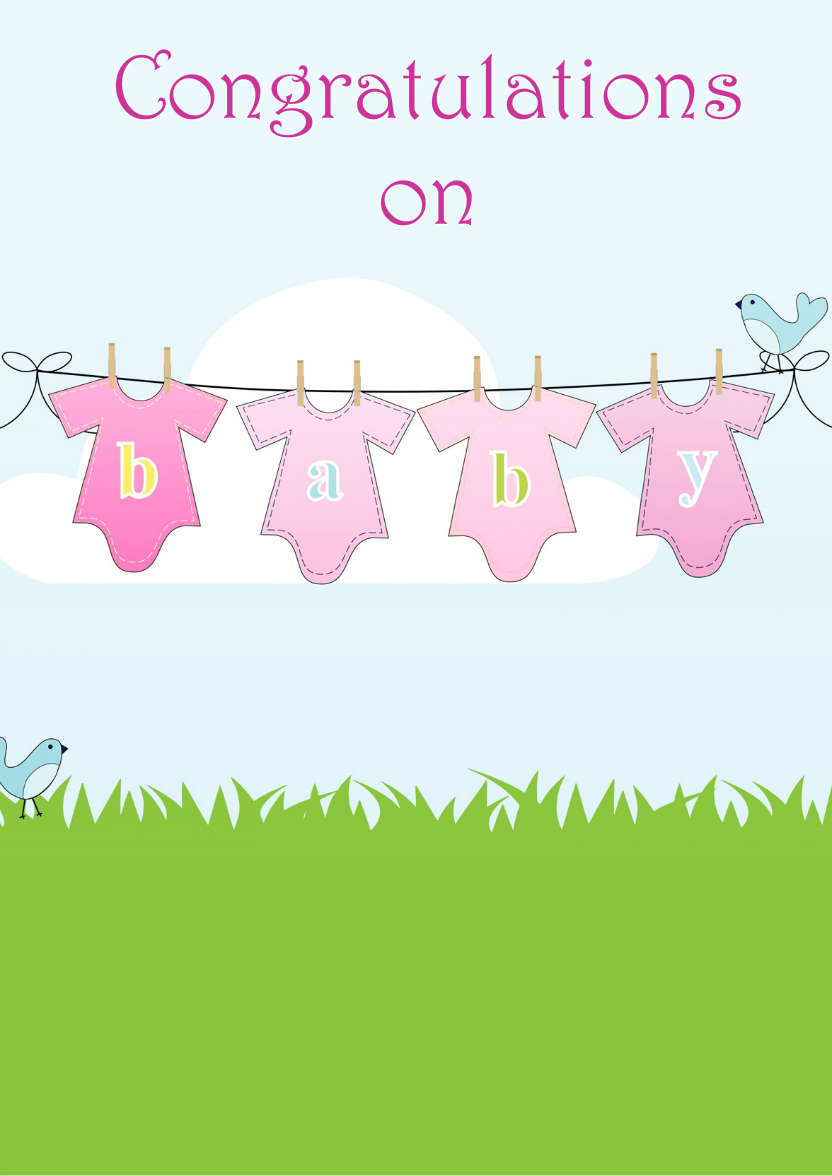 Washing Line New Baby Girl - card made with Crafty Bob's Card Creator