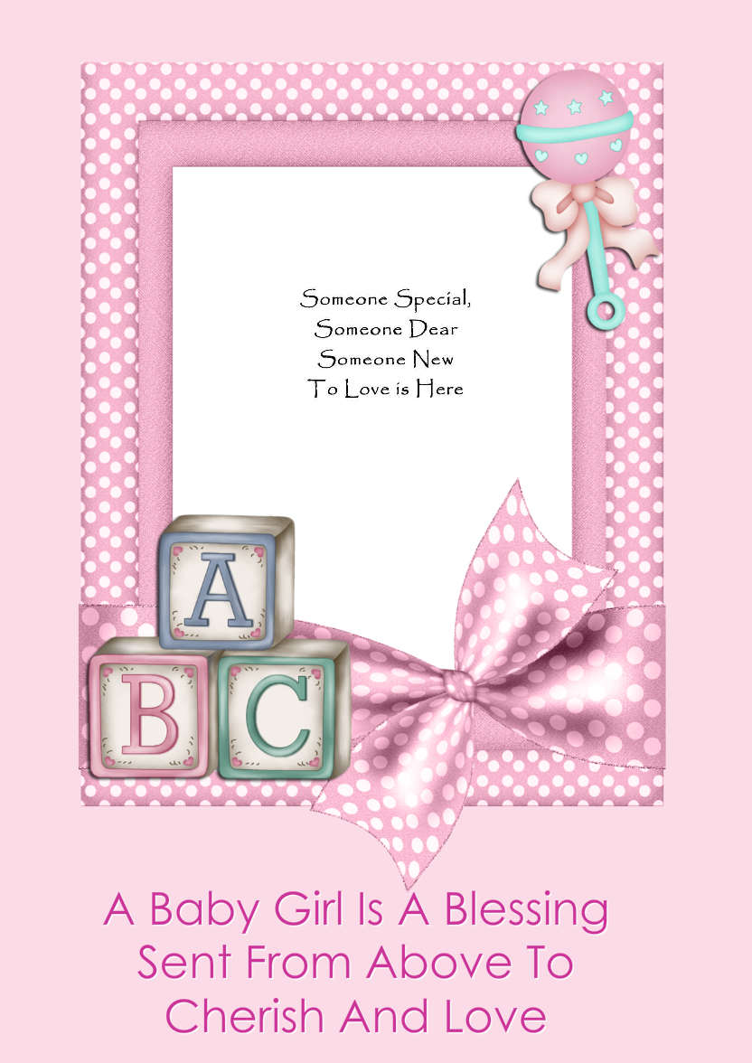 New Baby Girl Aperture Frame Card Front - card made with Crafty Bob's Card Creator