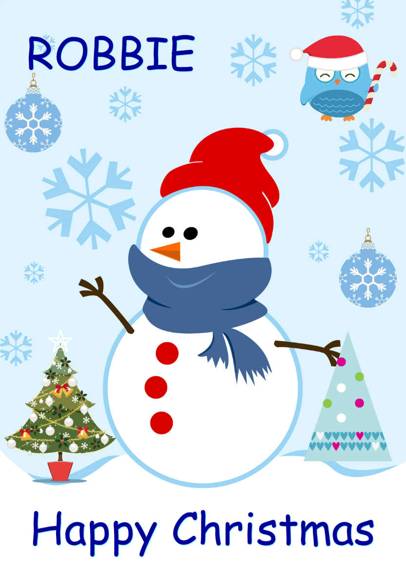 Cute Snowman with Snowflakes - card made with Crafty Bob's Card Creator