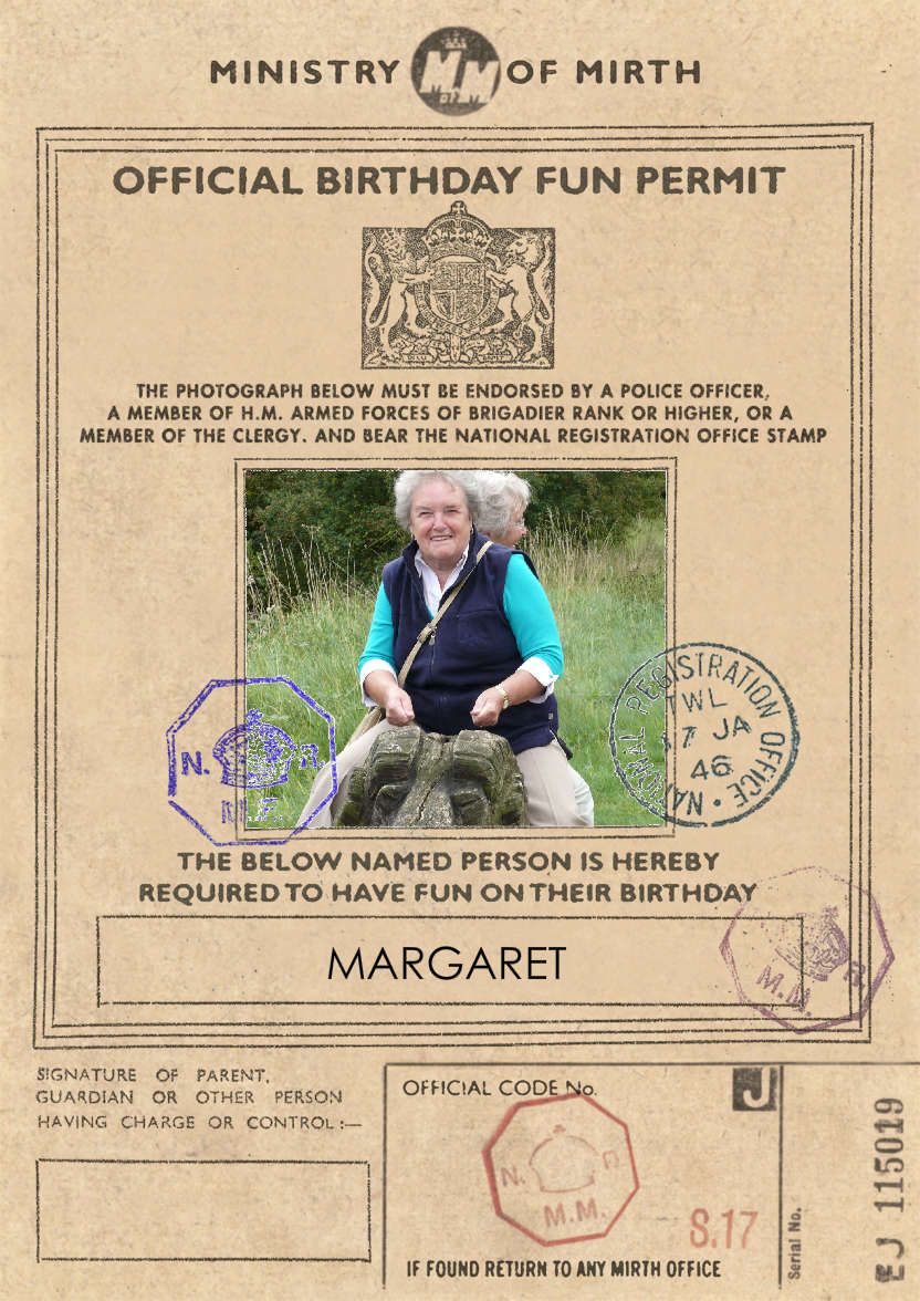 Birthday Fun Permit - card made with Crafty Bob's Card Creator