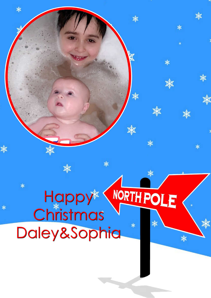 North Pole Christmas Aperture Card - card made with Crafty Bob's Card Creator