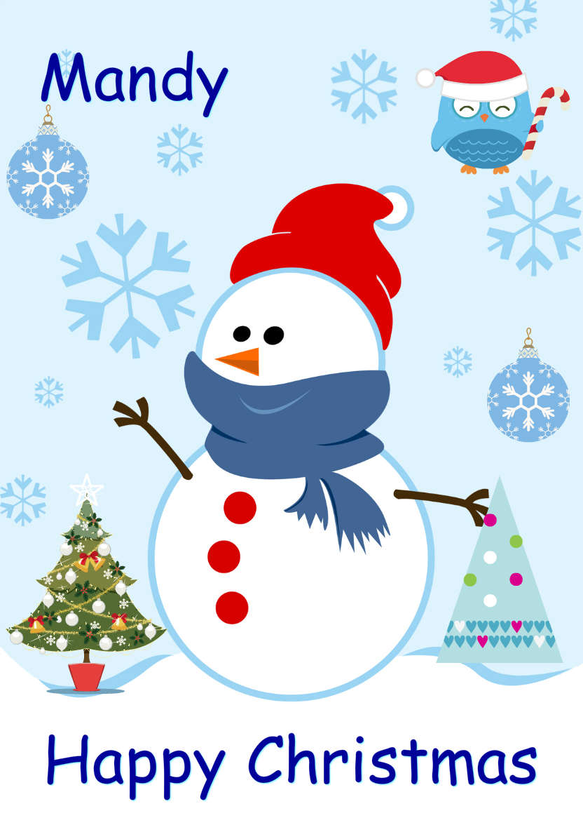 Cute Snowman with Snowflakes - card made with Crafty Bob's Card Creator