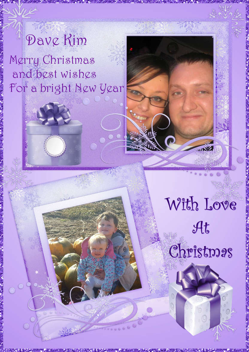 Purple Sparkle Christmas Frame Card - card made with Crafty Bob's Card Creator