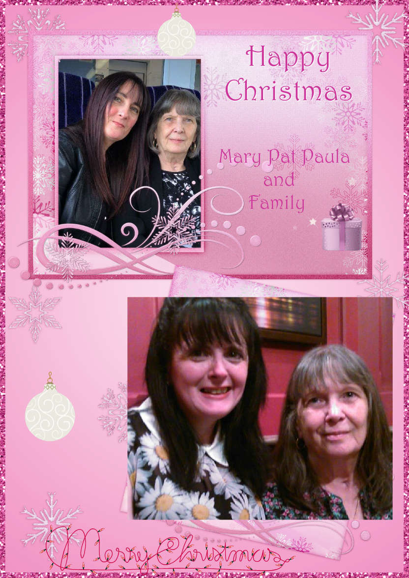 Pink Sparkle Christmas Frame Card - card made with Crafty Bob's Card Creator
