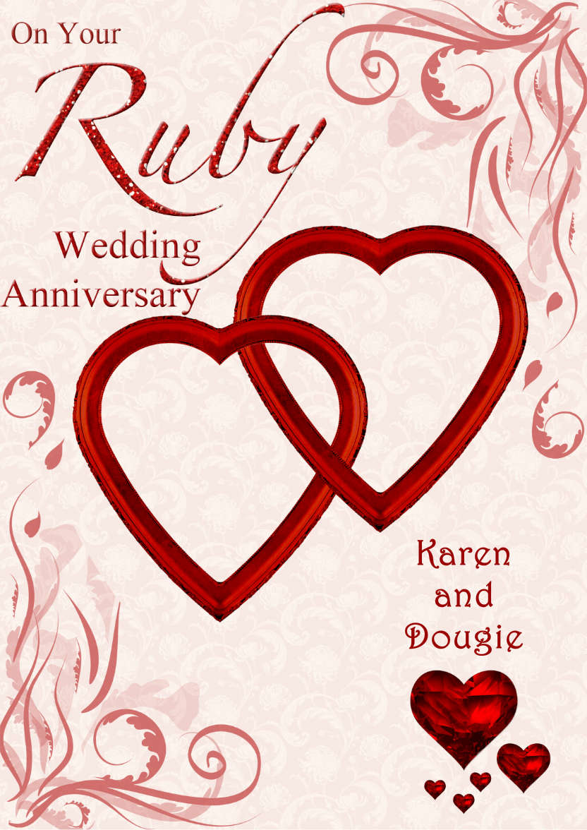 Ruby Wedding Anniversary Hearts Entwined Card - card made with Crafty Bob's Card Creator