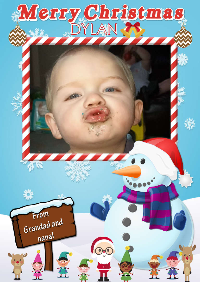 Snowman Photo Card with Sign - card made with Crafty Bob's Card Creator