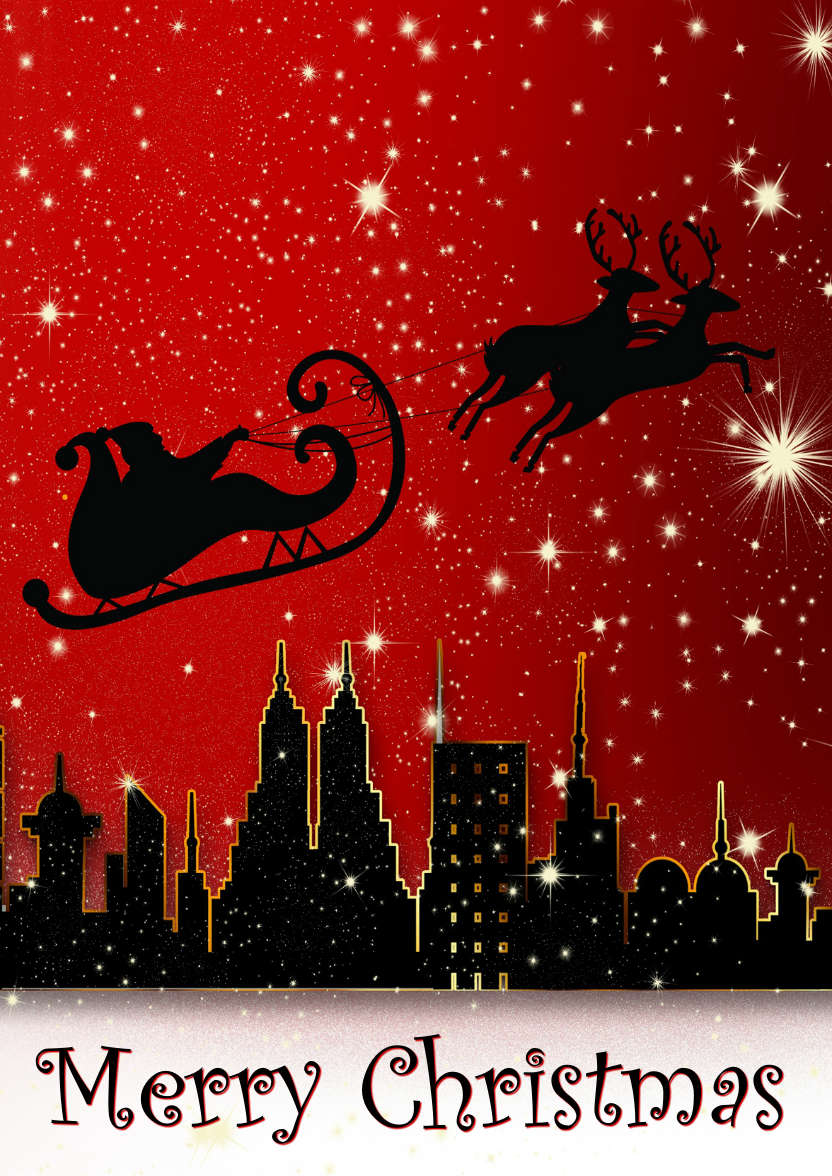 Christmas Silhouette City Scene - card made with Crafty Bob's Card Creator