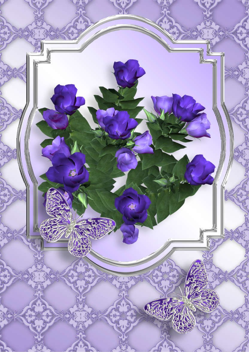 Purple Flowers - card made with Crafty Bob's Card Creator