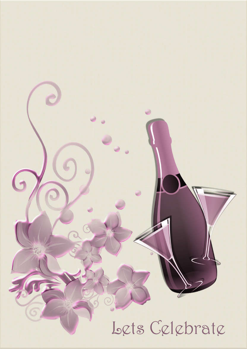 Champagne and Flowers - card made with Crafty Bob's Card Creator