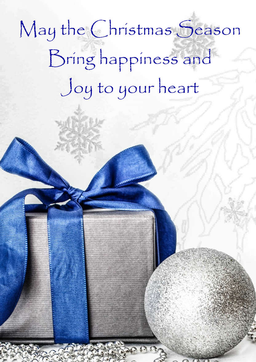 Christmas Gift and Bauble Silver - card made with Crafty Bob's Card Creator
