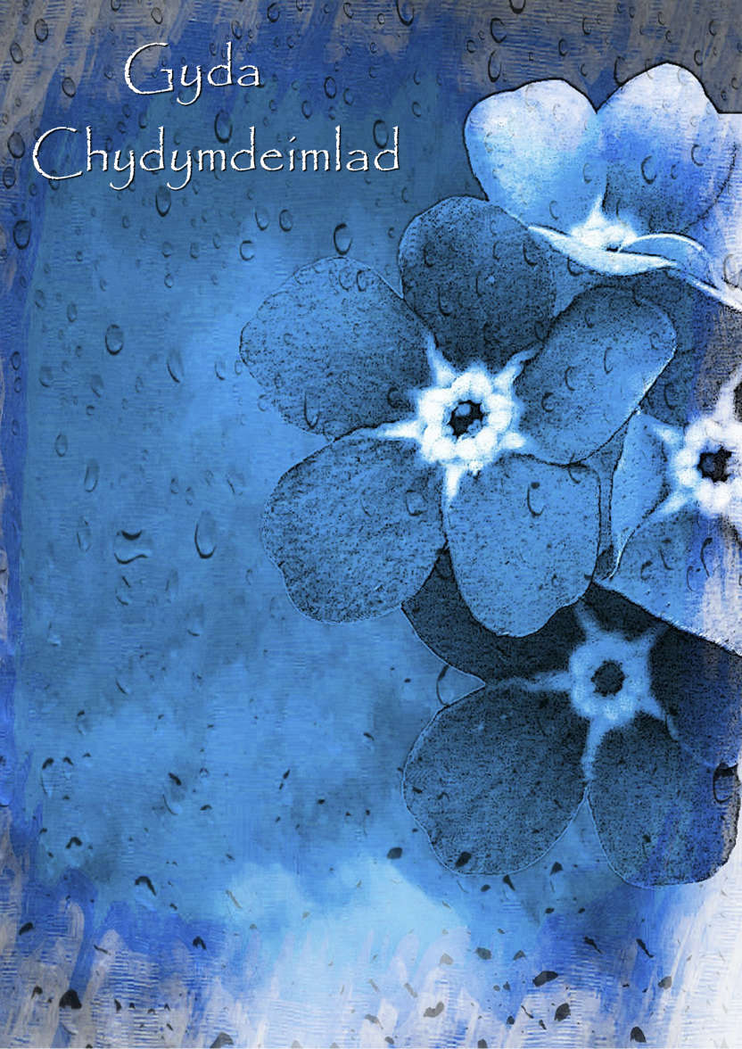 Blue Flowers in the Rain Thinking of You/sympathy Card - card made with Crafty Bob's Card Creator