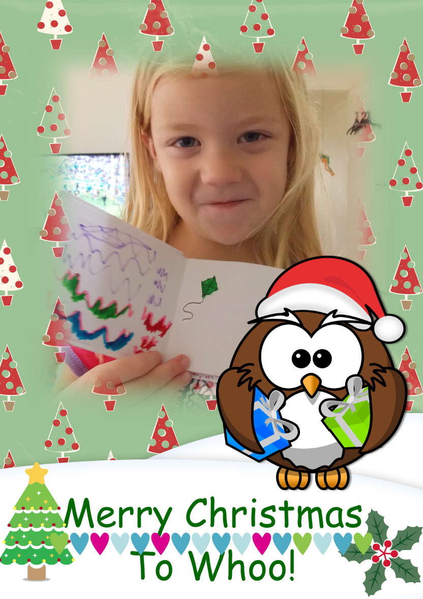 Christmas Owl Photo Card - card made with Crafty Bob's Card Creator