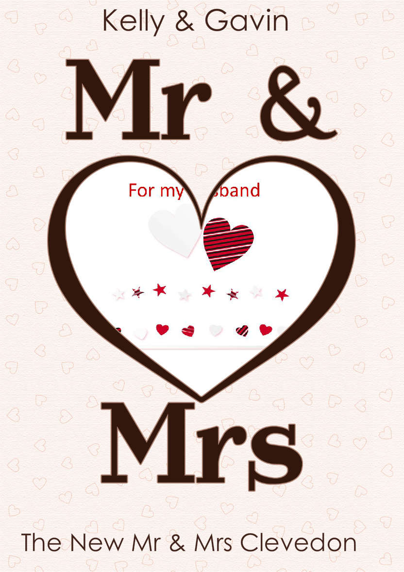 Mr & Mrs Heart Frame Wedding Card - card made with Crafty Bob's Card Creator