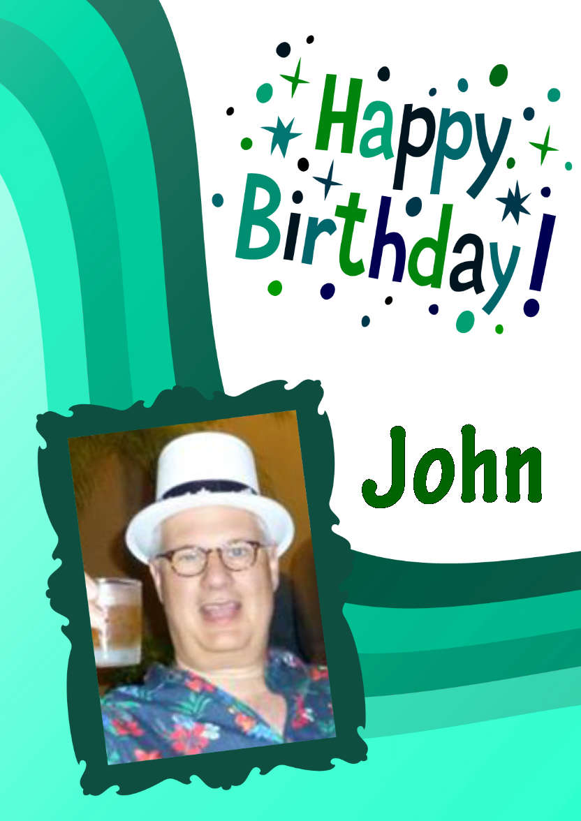 Green Birthday Wave Aperture Card Front - card made with Crafty Bob's Card Creator