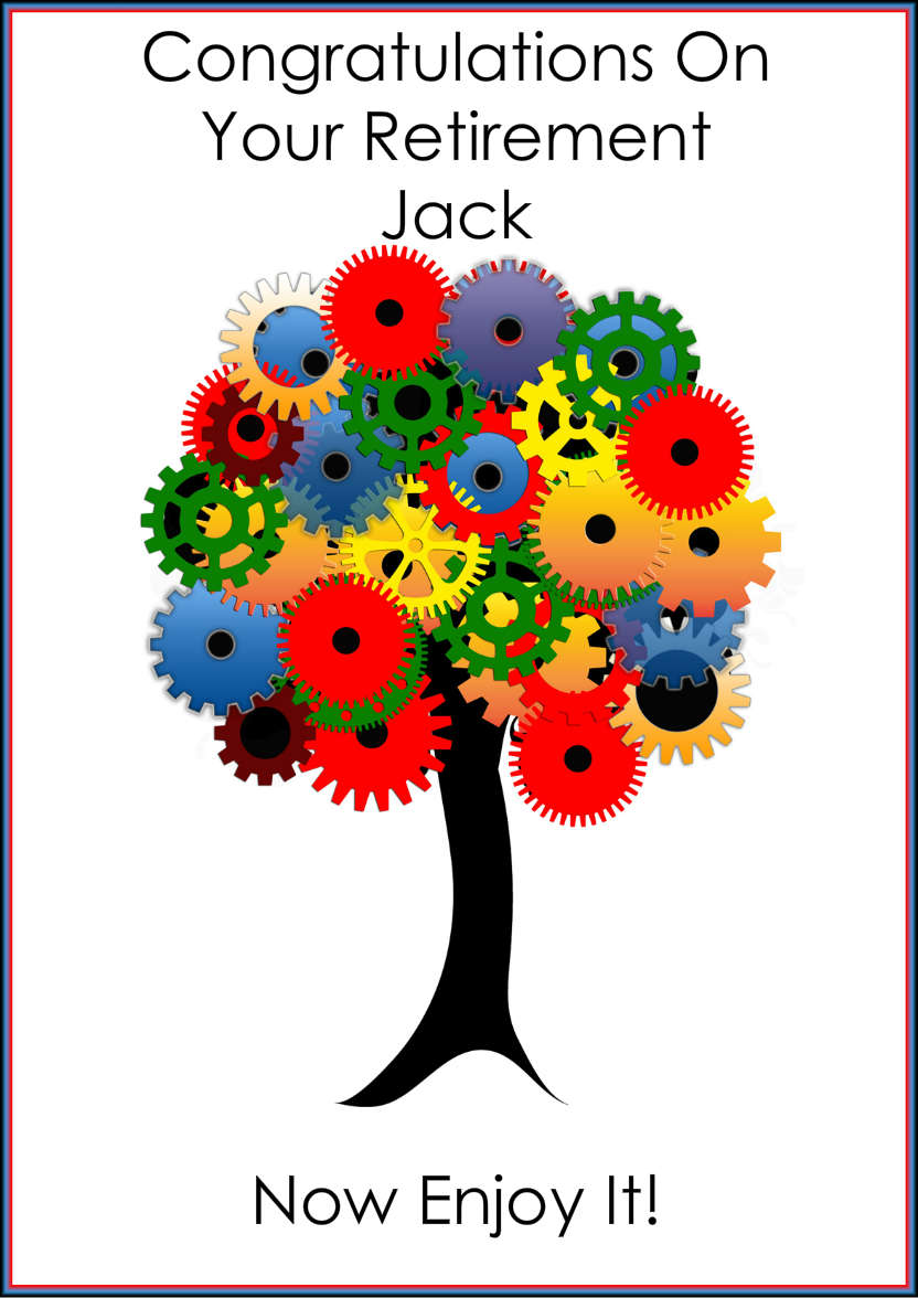 Cog Tree Retirement Card - card made with Crafty Bob's Card Creator