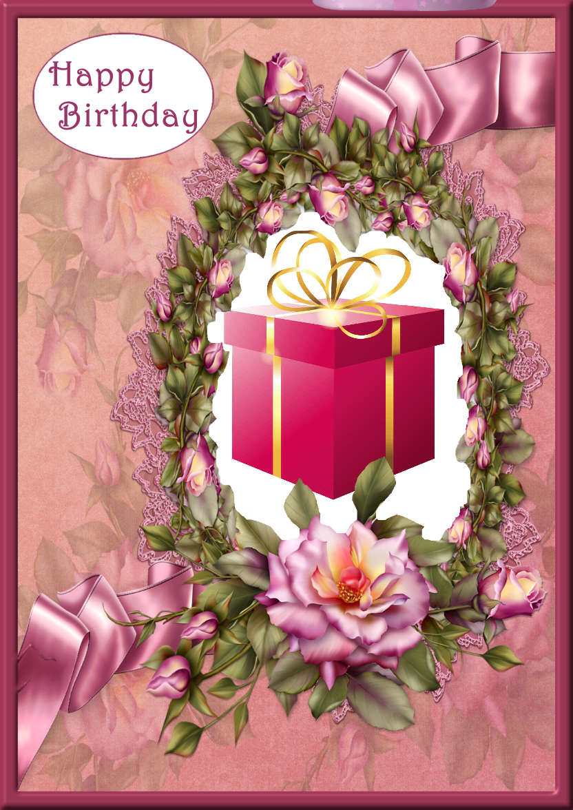 Pink Rose Cup Card - card made with Crafty Bob's Card Creator