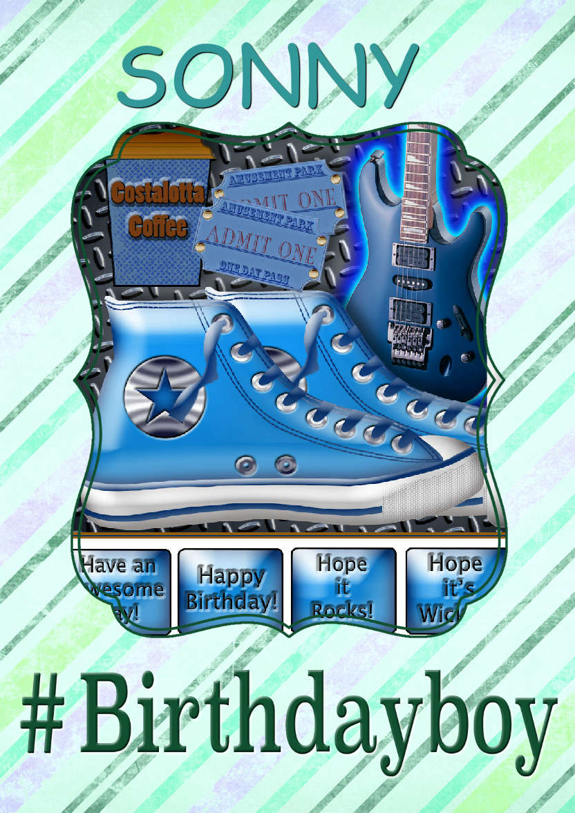 Hashtag Birthday Boy - card made with Crafty Bob's Card Creator