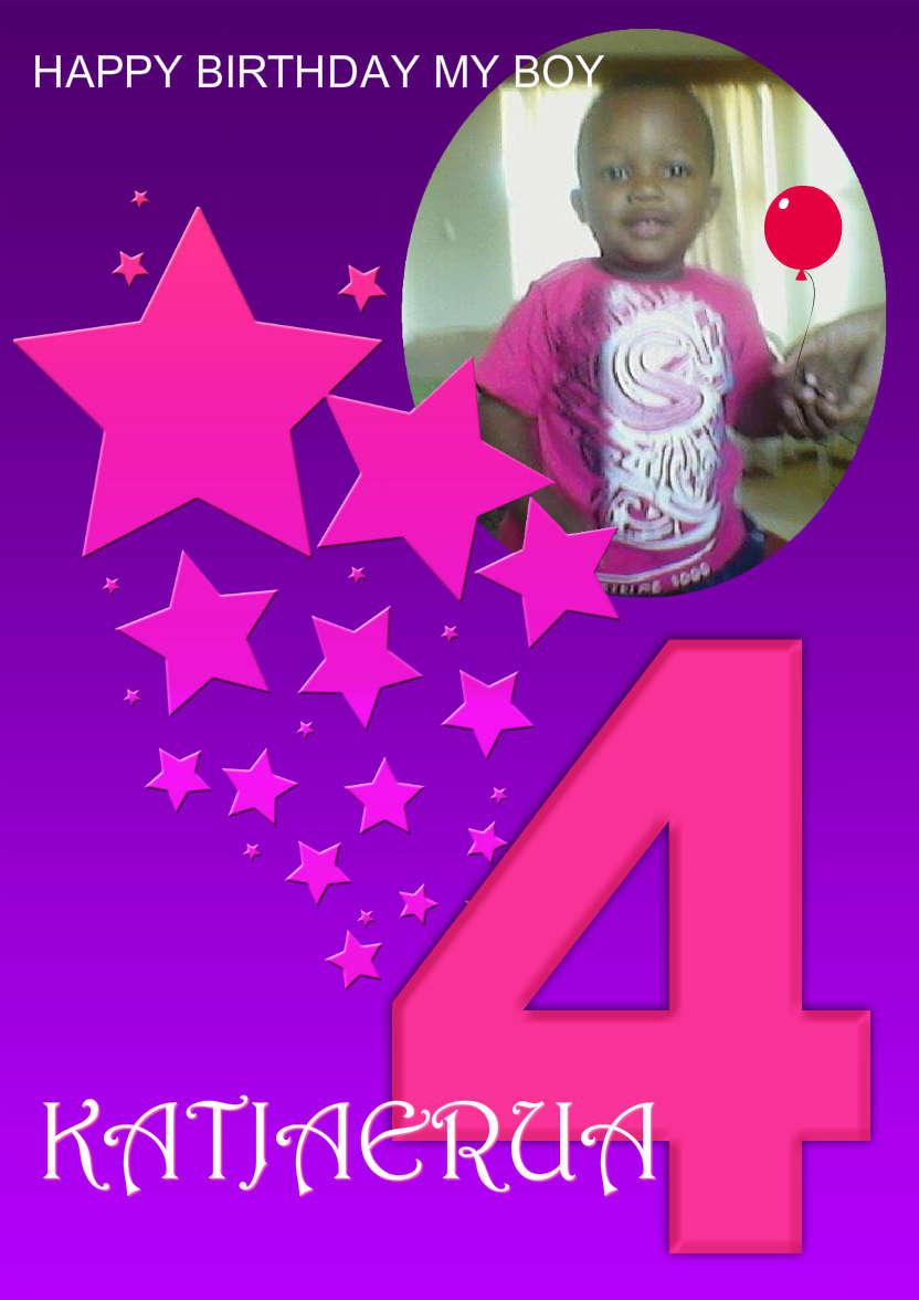 Stars Age 4 Girls Photo Card - card made with Crafty Bob's Card Creator
