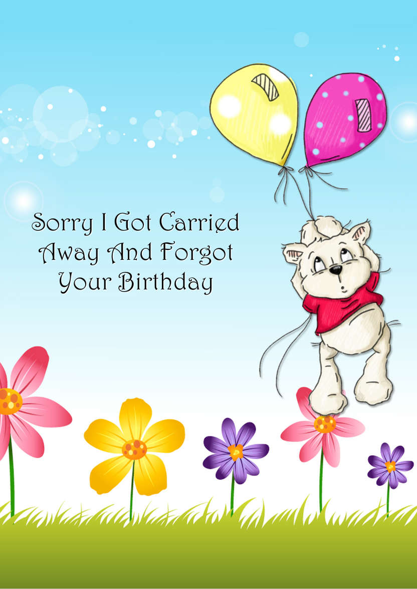 Bear Floating Away with Balloons Card Front - card made with Crafty Bob's Card Creator