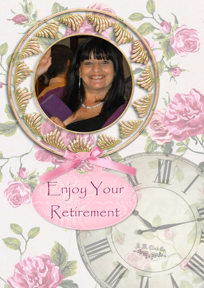Shabby Chic Retirement/birthday Card - card made with Crafty Bob's Card Creator