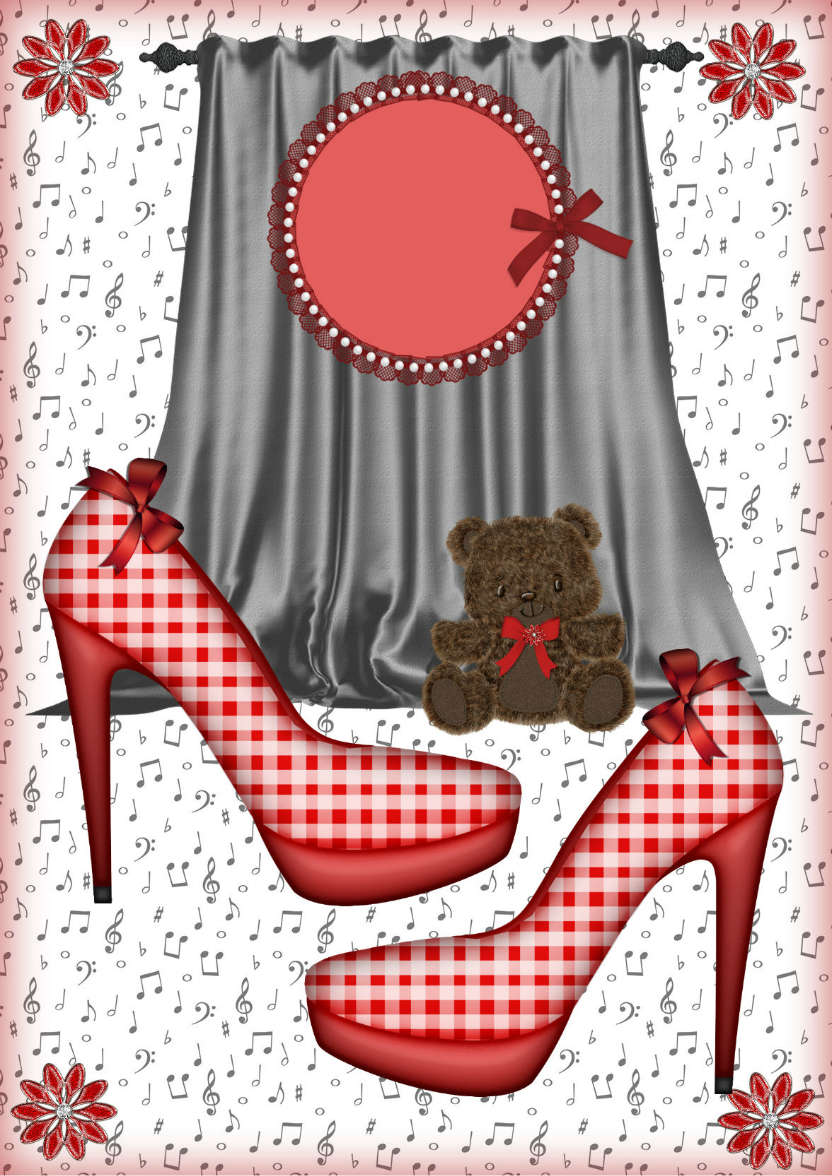 Stepping Out in Red Shoes - card made with Crafty Bob's Card Creator