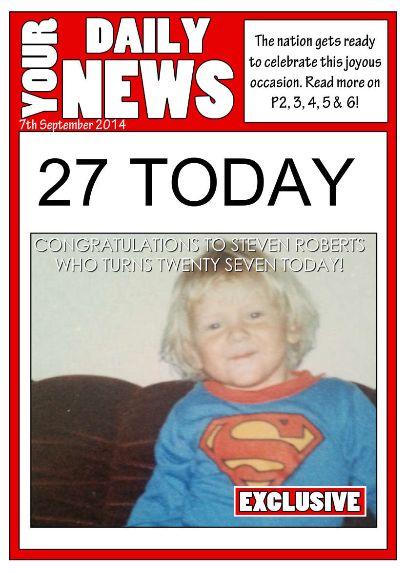 Your Daily News Spoof Newspaper Card Front - card made with Crafty Bob's Card Creator