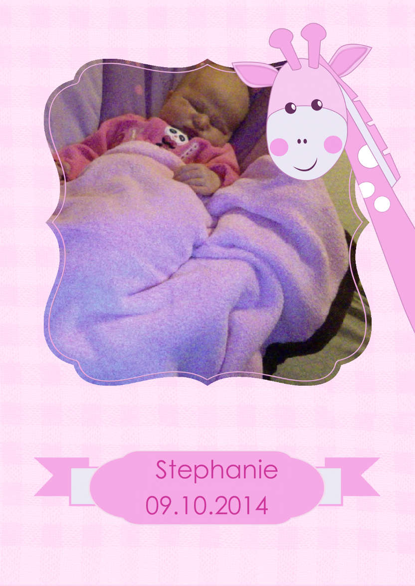 Baby Girl Giraffe Photo Card - card made with Crafty Bob's Card Creator