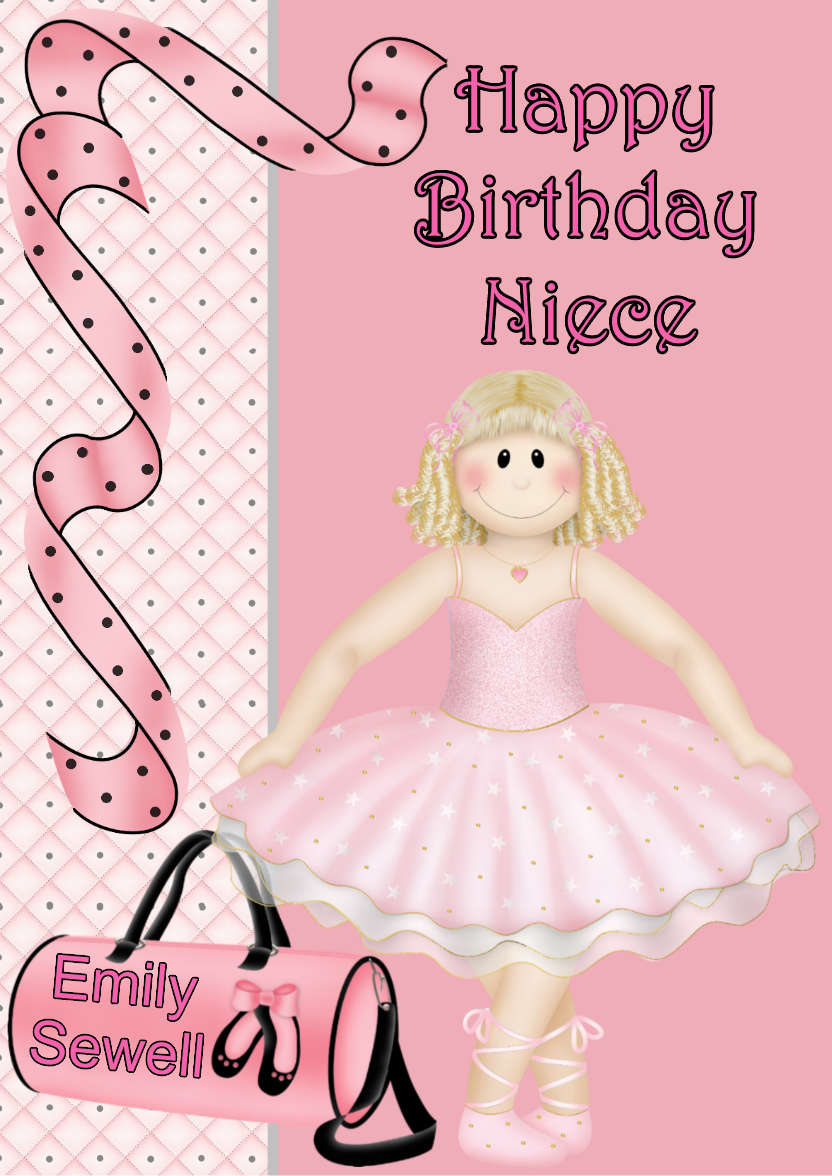 Ballet Birthday Blonde Card Front - card made with Crafty Bob's Card Creator