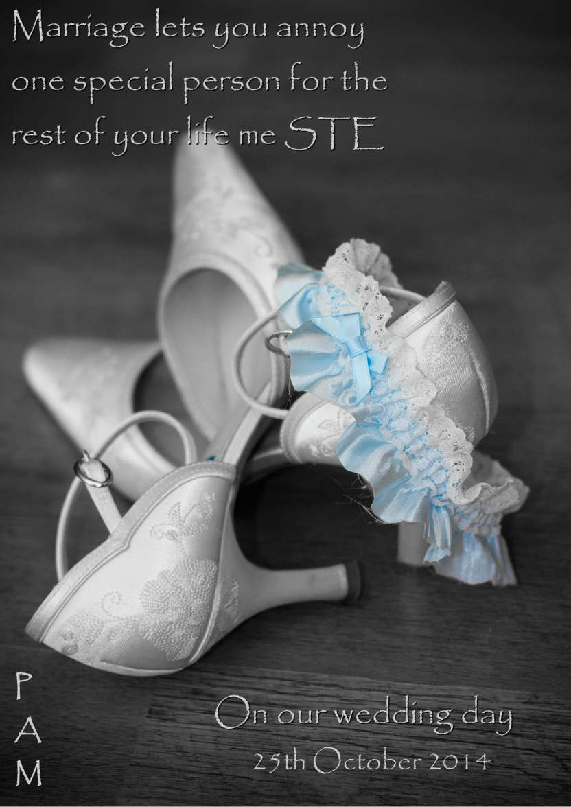 Wedding Shoes Humorous Card Front - card made with Crafty Bob's Card Creator
